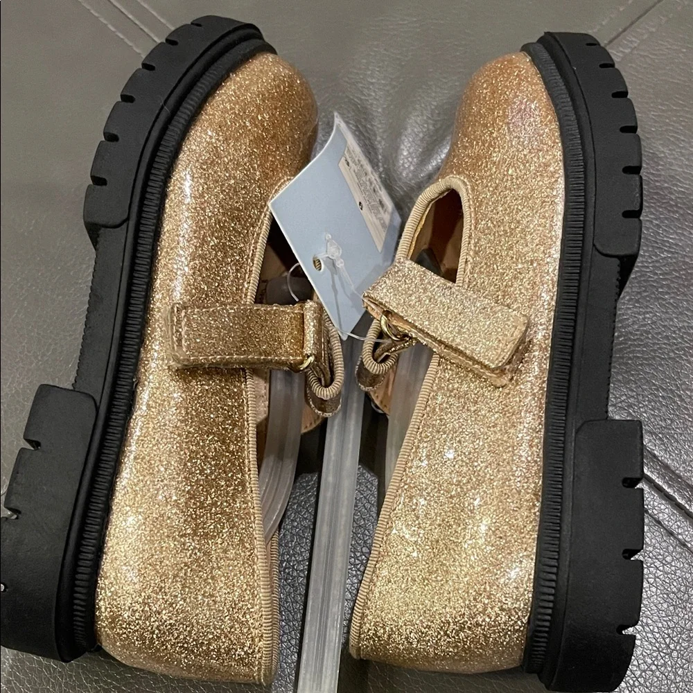 Cat & Jack Glittery Gold Dress Shoes EASTER